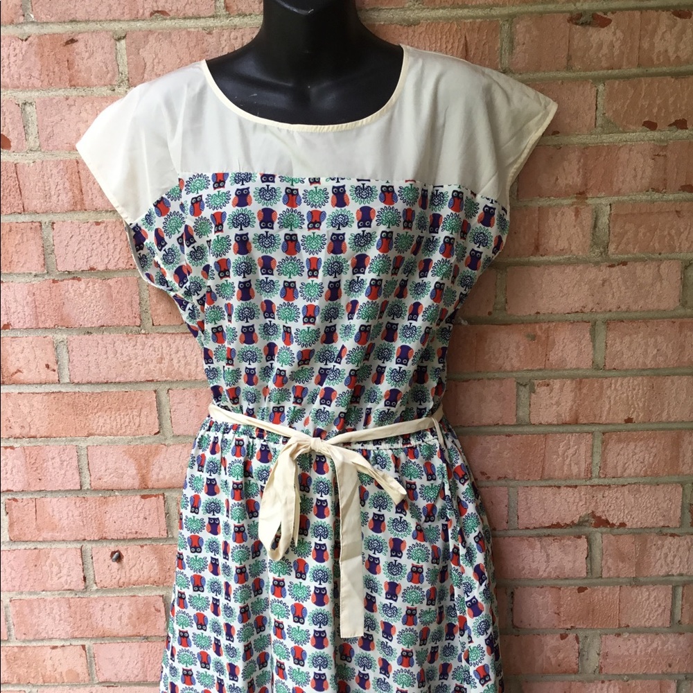 Owl dress with tie belt
